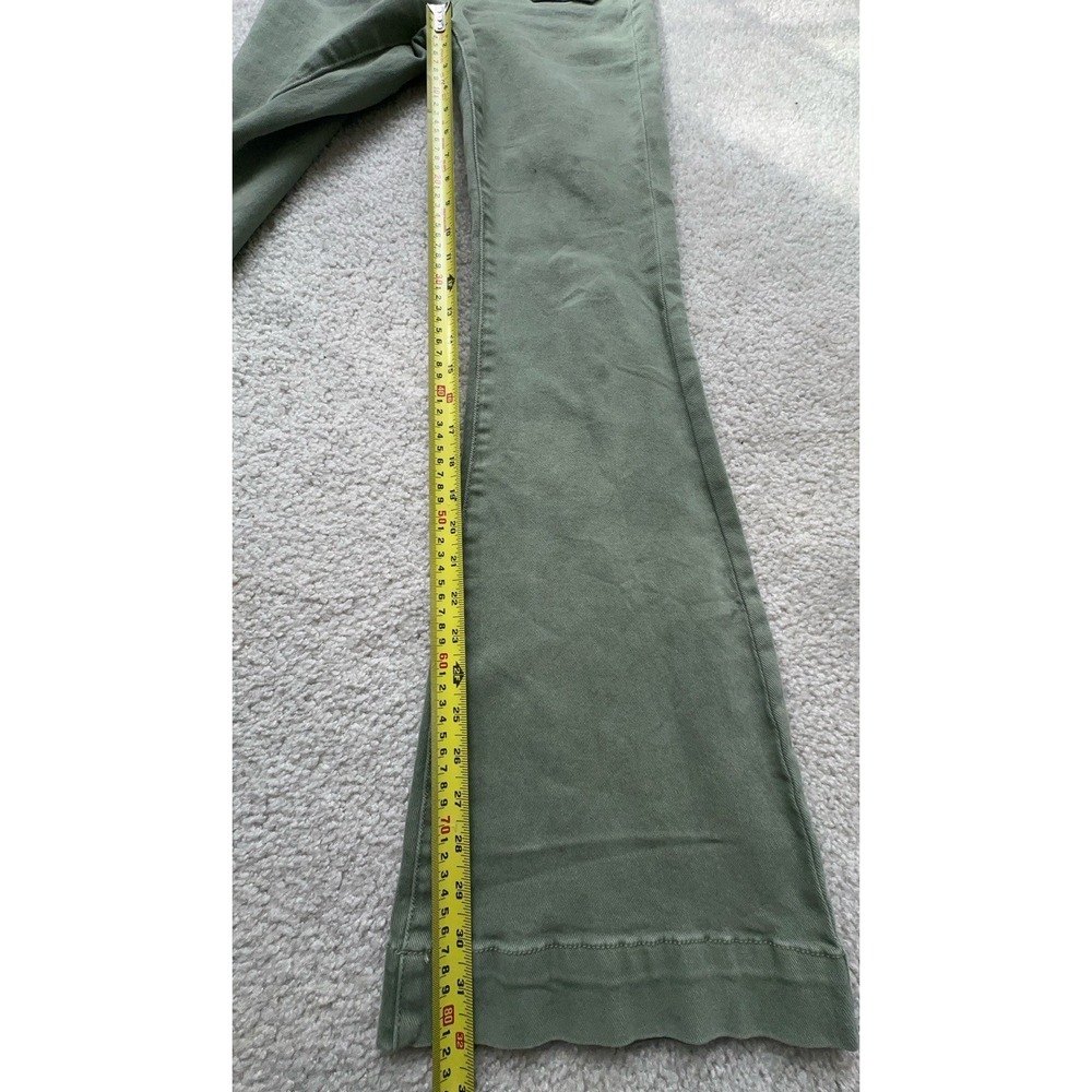 Risen - High Rise Patch Pocket Bell Bottom Jeans Size 0/24 Inseam 32" Olive - Picture 11 of 12